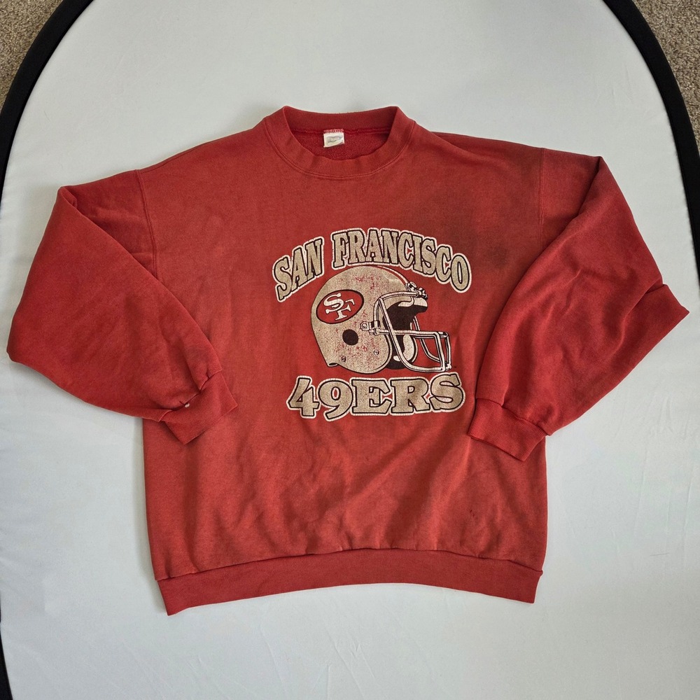 Vintage Trench San Francisco 49ers‎ Sweatshirt XL Faded Distressed 1980's USA